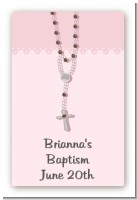 Rosary Beads Pink - Custom Large Rectangle Baptism / Christening Sticker/Labels