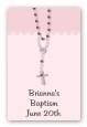 Rosary Beads Pink - Custom Large Rectangle Baptism / Christening Sticker/Labels thumbnail