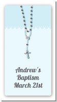 Rosary Beads Blue - Custom Rectangle Baptism / Christening Sticker/Labels