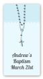 Rosary Beads Blue - Custom Rectangle Baptism / Christening Sticker/Labels thumbnail