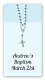 Rosary Beads Blue - Custom Rectangle Baptism / Christening Sticker/Labels