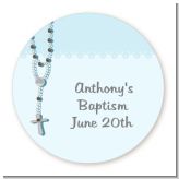 Rosary Beads Blue - Round Personalized Baptism / Christening Sticker Labels