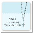 Rosary Beads Blue - Square Personalized Baptism / Christening Sticker Labels thumbnail