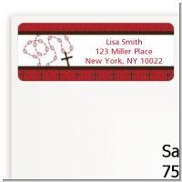 Rosary Beads Maroon - Baptism / Christening Return Address Labels