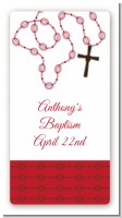 Rosary Beads Maroon - Custom Rectangle Baptism / Christening Sticker/Labels