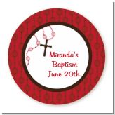 Rosary Beads Maroon - Round Personalized Baptism / Christening Sticker Labels