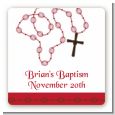 Rosary Beads Maroon - Square Personalized Baptism / Christening Sticker Labels thumbnail