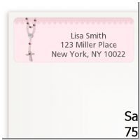 Rosary Beads Pink - Baptism / Christening Return Address Labels