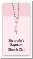 Rosary Beads Pink - Custom Rectangle Baptism / Christening Sticker/Labels