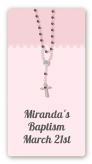 Rosary Beads Pink - Custom Rectangle Baptism / Christening Sticker/Labels