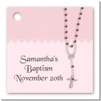 Rosary Beads Pink - Personalized Baptism / Christening Card Stock Favor Tags