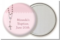 Rosary Beads Pink - Personalized Baptism / Christening Pocket Mirror Favors