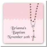 Rosary Beads Pink - Square Personalized Baptism / Christening Sticker Labels