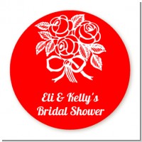 Roses - Round Personalized Bridal Shower Sticker Labels