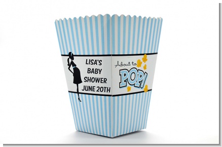 Ready To Pop Blue - Personalized Baby Shower Popcorn Boxes