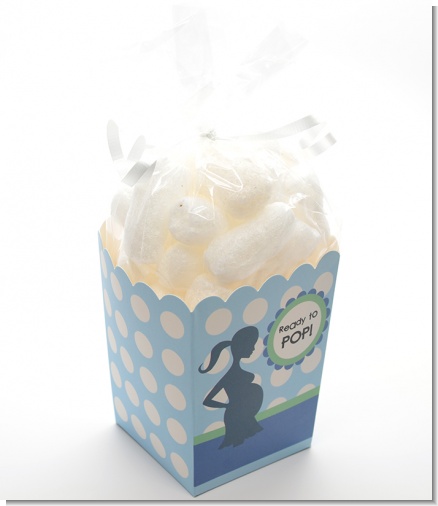 Ready To Pop Blue with white dots - Baby Shower Popcorn Boxes