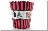 Ready To Pop Dark Pink Brown - Personalized Baby Shower Popcorn Boxes