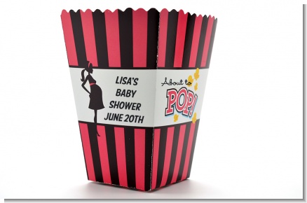 Ready To Pop Dark Pink Brown - Personalized Baby Shower Popcorn Boxes