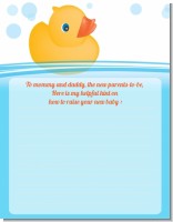 Rubber Ducky - Baby Shower Notes of Advice