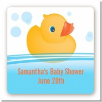 Rubber Ducky - Square Personalized Baby Shower Sticker Labels