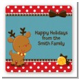 Rudolph the Reindeer - Square Personalized Christmas Sticker Labels thumbnail