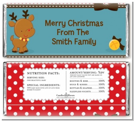 Rudolph the Reindeer - Personalized Christmas Candy Bar Wrappers