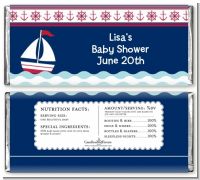 Sailboat Blue - Personalized Baby Shower Candy Bar Wrappers