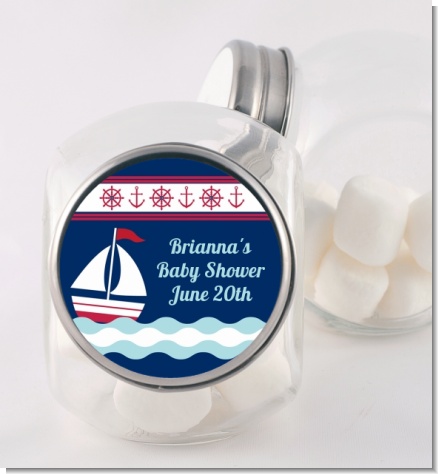 Sailboat Blue - Personalized Baby Shower Candy Jar