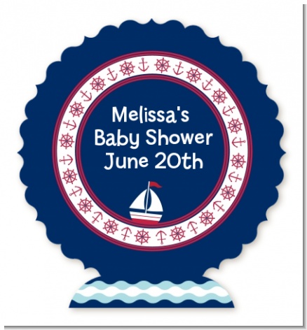 Sailboat Blue - Personalized Baby Shower Centerpiece Stand