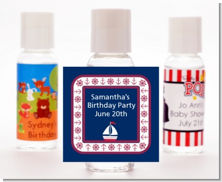 Sailboat Blue - Personalized Birthday Party Hand Sanitizers Favors