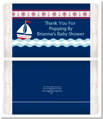 Sailboat Blue - Personalized Popcorn Wrapper Baby Shower Favors