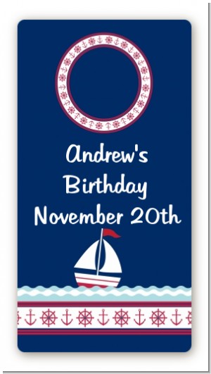 Sailboat Blue - Custom Rectangle Birthday Party Sticker/Labels