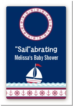 Sailboat Blue - Custom Large Rectangle Baby Shower Sticker/Labels