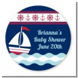 Sailboat Blue - Round Personalized Birthday Party Sticker Labels thumbnail