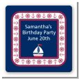 Sailboat Blue - Square Personalized Birthday Party Sticker Labels thumbnail