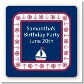 Sailboat Blue - Square Personalized Birthday Party Sticker Labels