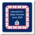 Sailboat Blue - Square Personalized Baby Shower Sticker Labels thumbnail