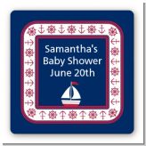 Sailboat Blue - Square Personalized Baby Shower Sticker Labels