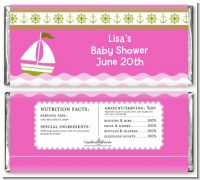 Sailboat Pink - Personalized Baby Shower Candy Bar Wrappers