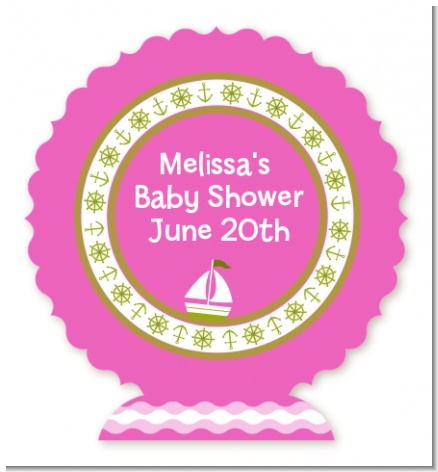Sailboat Pink - Personalized Baby Shower Centerpiece Stand