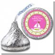 Sailboat Pink - Hershey Kiss Birthday Party Sticker Labels thumbnail