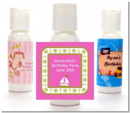 Sailboat Pink - Personalized Baby Shower Lotion Favors