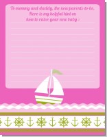 Sailboat Pink - Baby Shower Notes of Advice