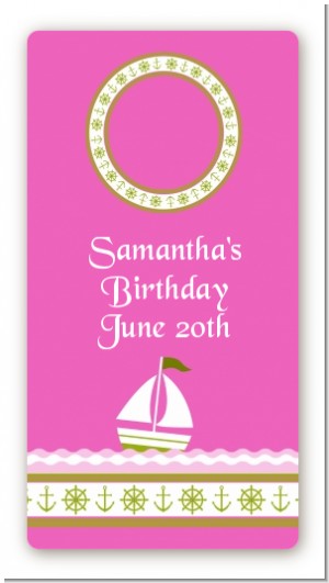 Sailboat Pink - Custom Rectangle Birthday Party Sticker/Labels