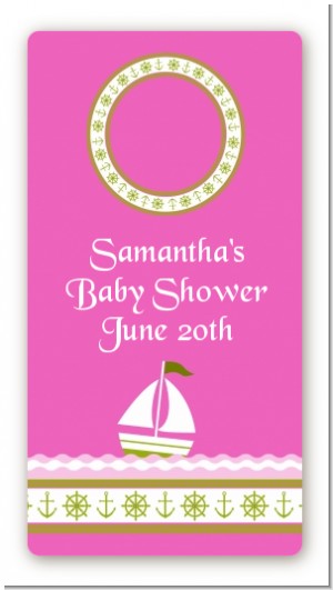 Sailboat Pink - Custom Rectangle Baby Shower Sticker/Labels