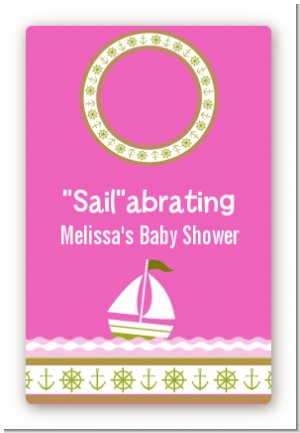 Sailboat Pink - Custom Large Rectangle Baby Shower Sticker/Labels