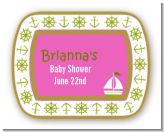 Sailboat Pink - Personalized Baby Shower Rounded Corner Stickers