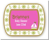 Sailboat Pink - Personalized Baby Shower Rounded Corner Stickers