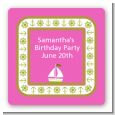 Sailboat Pink - Square Personalized Birthday Party Sticker Labels thumbnail