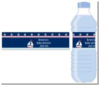Sailboat Blue - Personalized Baby Shower Water Bottle Labels
